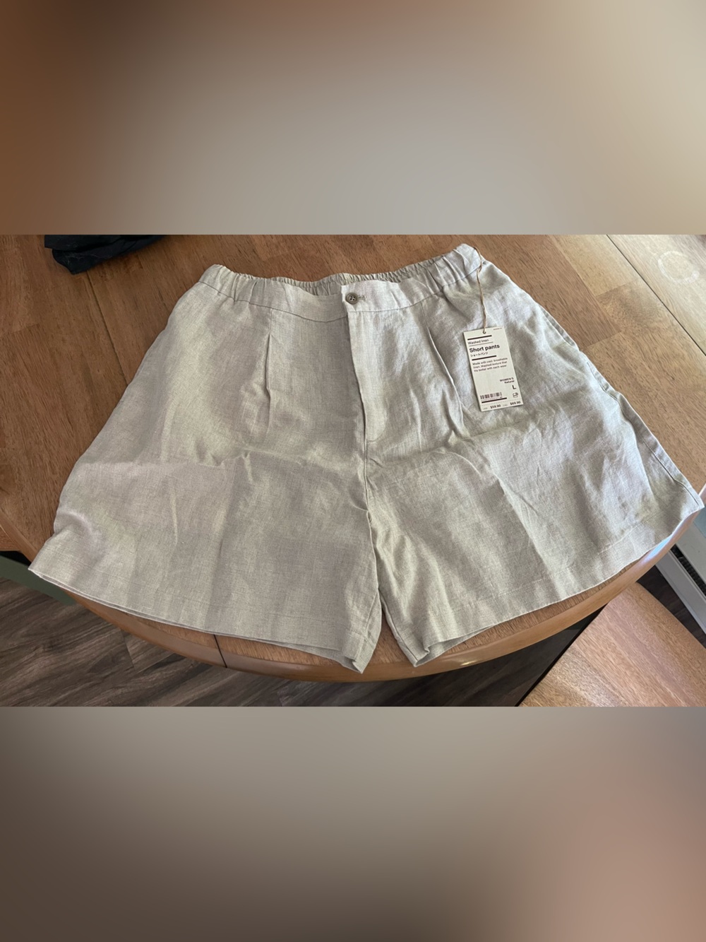 Muji washed linen shorts